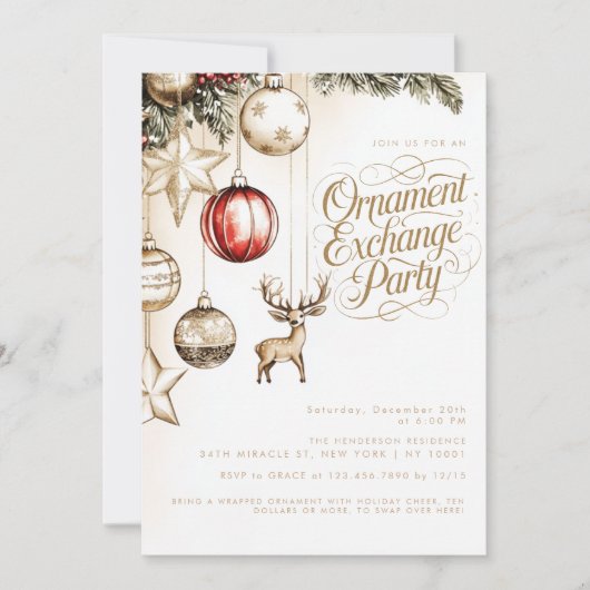 Elegant feestelijk Ornament uitwisseling kerstfees Kaart (Voorkant)