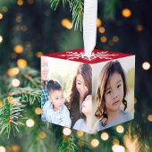 Elegant Feestelijk Rood 4 Foto Sneeuwvlok Kerstmis Decoratie