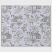 Elegant Feestelijk Toile Fox Herten Grijs Blauw Cadeaupapier (Vlak)