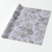Elegant Feestelijk Toile Fox Herten Grijs Blauw Cadeaupapier (Uitgerold)