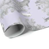 Elegant Feestelijk Toile Fox Herten Grijs Blauw Cadeaupapier (Rol Hoek)