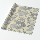 Elegant Feestelijk Toile Fox Herten Grijs Goud Bei Cadeaupapier (Uitgerold)
