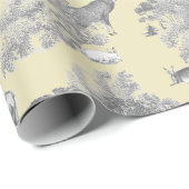 Elegant Feestelijk Toile Fox Herten Grijs Goud Bei Cadeaupapier (Rol Hoek)