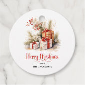 Elegant feestelijk vrolijk kerstcadeau bedankjes labels (Voorkant)