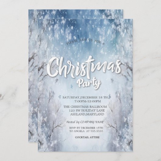 Elegant Feestelijk Winter Landschap Kerstgezelscha Kaart (Voorkant / Achterkant)