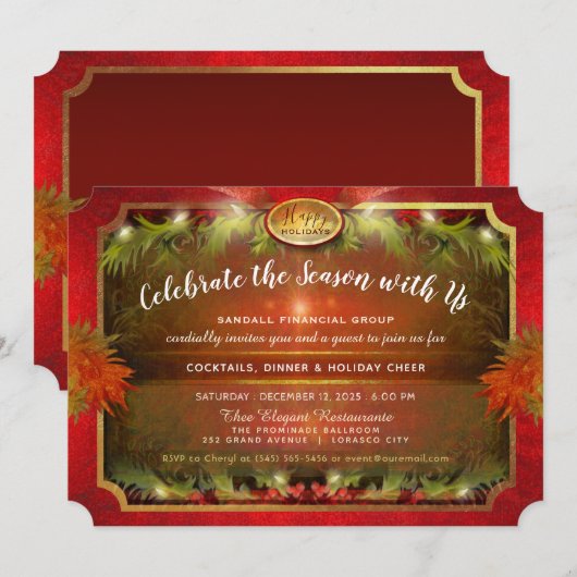 Elegant feestelijk zakelijk kerstfeest kaart (Voorkant / Achterkant)