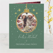 Elegant Feliz Natal e Próspero Ano Portugees Kaart (Gele Bloem)