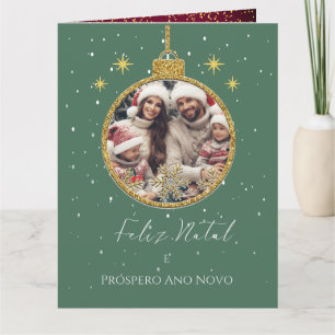 Elegant Feliz Natal e Próspero Ano Portugees Kaart
