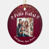Elegant Feliz Natal e Próspero Ano Portugees Keramisch Ornament (Links)