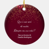 Elegant Feliz Natal e Próspero Ano Portugees Keramisch Ornament (Achterkant)