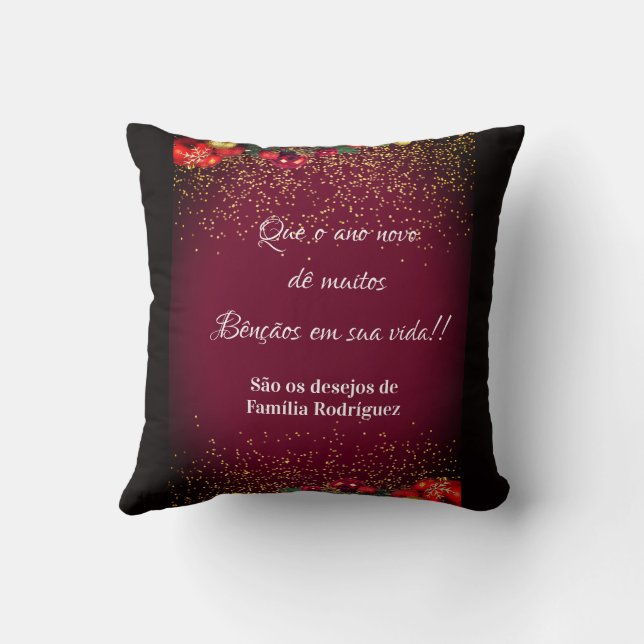Elegant Feliz Natal e Próspero Ano Portugees Kussen (Achterkant)