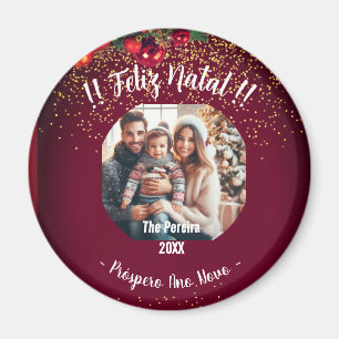 Elegant Feliz Natal e Próspero Ano Portugees Magneet