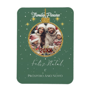 Elegant Feliz Natal e Próspero Ano Portugees Magneet