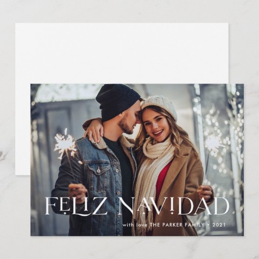 Elegant Feliz Navidad | Kerstfoto Feestdagenkaart (Voorkant / Achterkant)