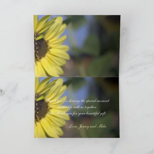Elegant, felle zonnebloem met zonnebloem bedankkaart (Binnen)