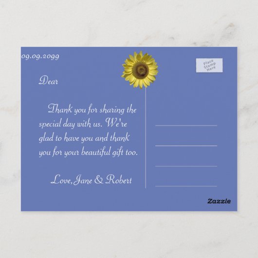 Elegant, felle zonnebloem met zonnebloem briefkaart (Achterkant)