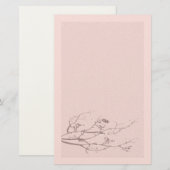 Elegant Felt Cherry Blossom Stationery Briefpapier (Voorkant / Achterkant)