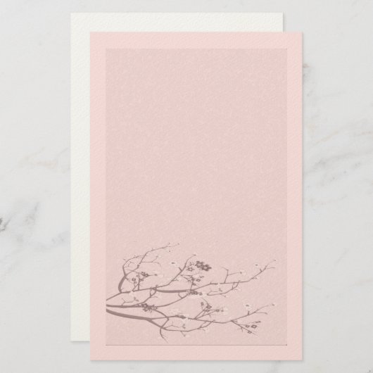 Elegant Felt Cherry Blossom Stationery Briefpapier (Voorkant / Achterkant)