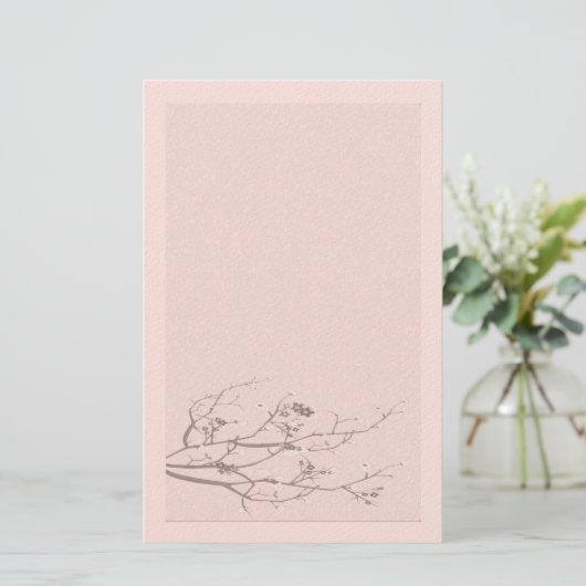 Elegant Felt Cherry Blossom Stationery Briefpapier (Staand voorkant)