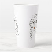 Elegant Female Line Art Portrait – Minimalist Face Latte Mok (Voorkant)