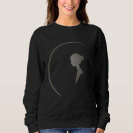 Elegant Female Silhouette Minimalist Crescent Art Trui