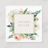 Elegant Feminine Blush Waterverf Vierkante Visitekaartje (Voorkant)