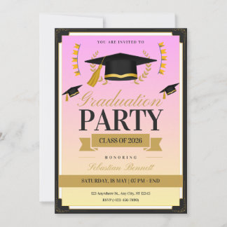Elegant feminine Cap graduation invitation  Kaart