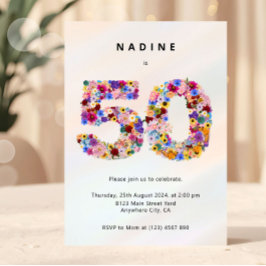Elegant Feminine Chic Floral 50th Birthday Kaart