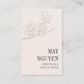 Elegant Feminine Floral Cream Minimal Visitekaartje (Voorkant)