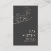 Elegant Feminine Floral Dard Gray Minimal Visitekaartje (Voorkant)