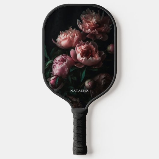 Elegant Feminine Floral Pink Peonies Aangepaste na Pickleball Paddle (Voorkant)