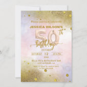Elegant Feminine Gold Foil Balloons 50e verjaardag Kaart (Voorkant)