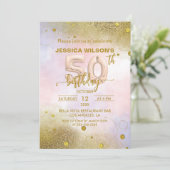 Elegant Feminine Gold Foil Balloons 50e verjaardag Kaart (Staand voorkant)