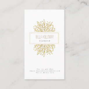 Elegant Feminine Gold Leaf-ontwerp Visitekaartje