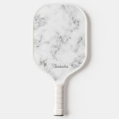 Elegant Feminine Grey Marble Custome Name Pickleball Paddle (Achterkant)