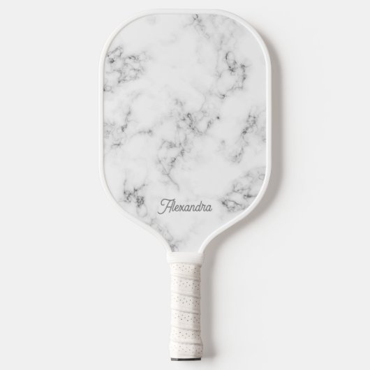 Elegant Feminine Grey Marble Custome Name Pickleball Paddle (Voorkant)
