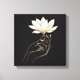 Elegant Feminine Hand Holding Magnolia Flower Canvas Afdruk