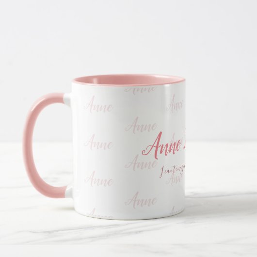elegant feminine handgeschreven naam roze wit mok (Links)