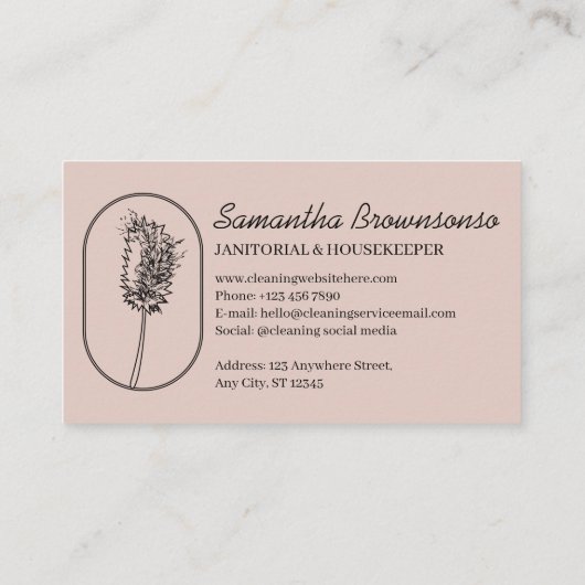Elegant Feminine Minimal Handy Mop Broom Cleaning Visitekaartje (Achterkant)