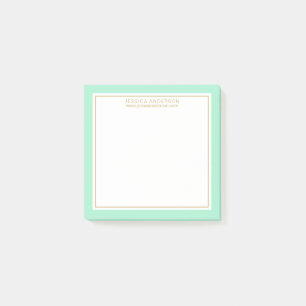 Elegant & Feminine Mint/White/Gold-gepersonaliseer Post-it® Notes