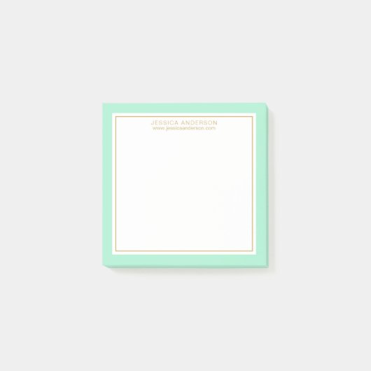 Elegant & Feminine Mint/White/Gold-gepersonaliseer Post-it® Notes (Voorkant)