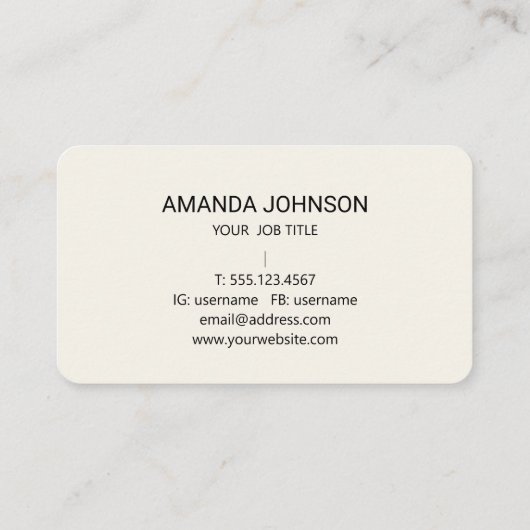 Elegant Feminine Monogram Initial Script Ivory  Visitekaartje (Achterkant)