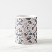 Elegant Feminine Pink Grey Flowers Monogram Koffiemok (Center)