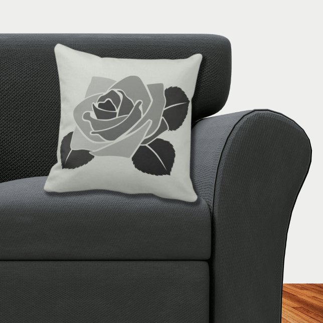 Elegant Feminine Roos bloesem op grijs Kussen (Elegant Feminine Rose Blossom on Grey Pillow)
