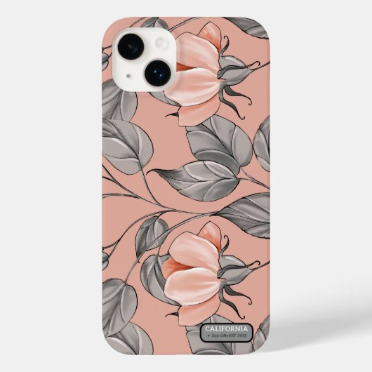 Elegant Feminine  roze en grijze bloem Case-Mate iPhone Case (Achterkant)