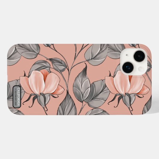 Elegant Feminine  roze en grijze bloem Case-Mate iPhone Case (Achterkant (horizontaal))