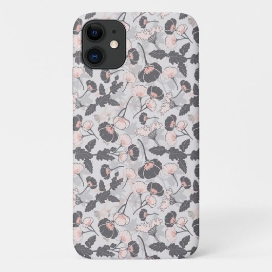 Elegant feminine roze grijze gelaagde bloemen Case-Mate iPhone case (Achterkant)