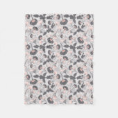 Elegant feminine roze grijze gelaagde bloemen fleece deken (Voorkant)