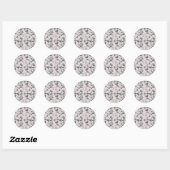 Elegant feminine roze grijze gelaagde bloemen ronde sticker (Vel)