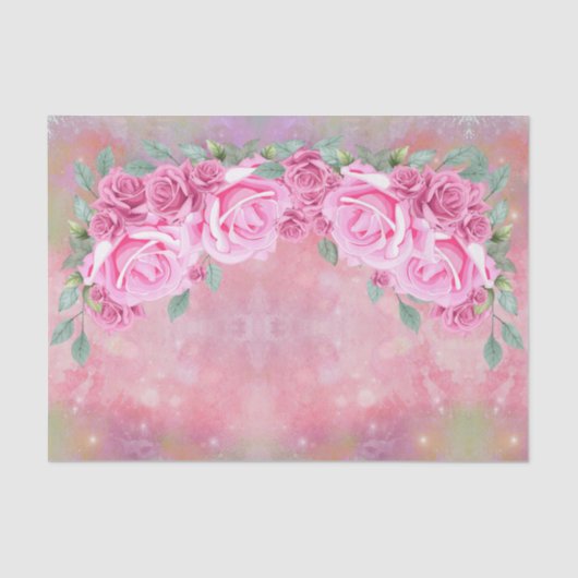 Elegant feminine roze roze rozenregeling tissuepapier (Voorkant)